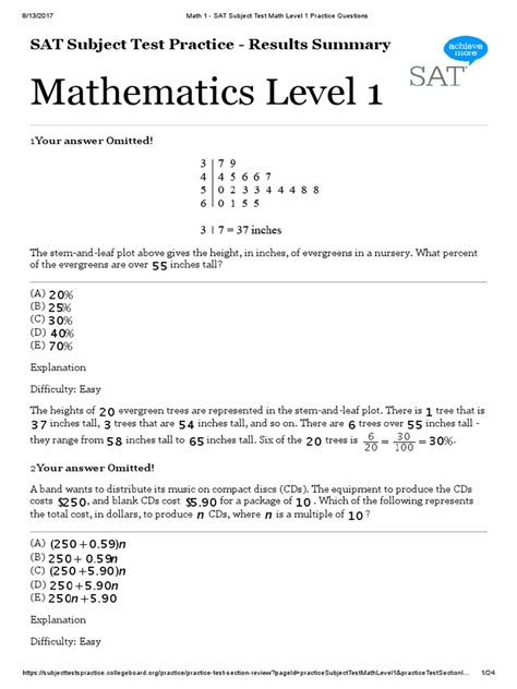 is the math level 1 sat subject test hard|math 1 vs math 2 problems.